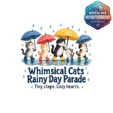 Whimsical Cats Rainy Day Parade Digital thumbnail 2