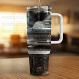 40oz Tumbler Vintage Car Barn Sublimation, Seamless Tapered Distressed Hot Rod Wrap Digital, Rustic Garage PNG thumbnail 8