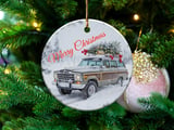 Waggy Ornament, Christmas Ornament, Grand Wagoneer Ornament, Car Ornament, Holiday Decoration, Winter Scene thumbnail 5