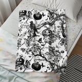 Vintage Halloween Woven Blanket, Dark Gothic Throw Pillow, Spooky Raven Jack O Lantern Toile Blanket, Victorian Dark Academia Home Decor thumbnail 5