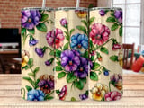 20oz Tumbler Sublimation Seamless Pansy PNG, Tapered Floral Tumbler Wrap Digital File, Free Car Coaster Design thumbnail 8