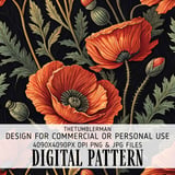 Red Poppy Tumbler Design, Floral Digital Paper, Watercolor Flowers, Tumbler Png, Junk Journal Pages, Digital Scrapbooking Paper thumbnail 13
