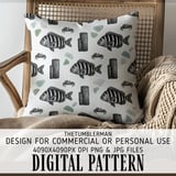 Digital Pattern, Fish Pattern, Crab Pattern, Wood Pattern, Sea Glass Pattern, Digital Bundle, Seamless Pattern, Sublimation Design thumbnail 5