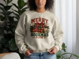 Merry Bookmas Club Christmas Graphic, Cozy Bookish Holiday Art, Book Lover Christmas Gift, Reader Winter Design, Retro Book Club Merch thumbnail 14