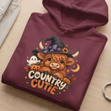 Highland Cow Halloween Sweatshirt Hoodie, Country Cutie Witch Cow Fall Tote Bag, Cute Ghost Pumpkin Autumn Graphic Spooky Season Gift thumbnail 14