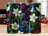 Dark Botanical Tumbler Sublimation PNG, Moody Floral 20oz Skinny Tapered Wrap Digital Design, Seamless + Free Car Coasters thumbnail 8