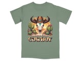 Desert Sunset Cowboy Skull T-Shirt thumbnail 5
