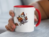 Halloween Mug, Cute Ghost, Squirrel, Pumpkin, Fall Decor, Autumn Leaves, Spooky Season, Bicycle Ride, Cozy Gift, Holiday Coffee Cup thumbnail 2