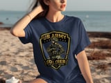 US Army Soldier T-Shirt | Military Veteran Gift | Patriotic Apparel | Ready Reliable Resilient Army Strong Tee for Heroes & Families thumbnail 1