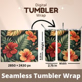 Tropical Floral Tumbler Design, Digital Paper Pack, Hibiscus Flower Backgrounds, Colorful Flowers, Printable Png for Sublimation thumbnail 7
