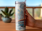 Golden Gate Bridge Tumbler Wrap: San Francisco Landmark, Artistic, 20oz Sublimation Design, Commercial License PNG thumbnail 3