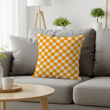 Distressed Orange Checkerboard Woven Blanket, Grunge Checkered Velveteen Blanket, Retro Indie Alt Throw Pillow Cover thumbnail 19