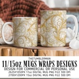 Gold Floral Tumbler Design, Digital Paper, Junk Journal Printable, Gold Flowers PNG, Watercolor Backgrounds, Scrapbook Paper thumbnail 4