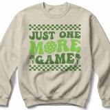 Pickleball Gildan Crewneck Sweatshirt, Just One More Game, Court Warm Up Retro Graphic Fleece Pullover thumbnail 6