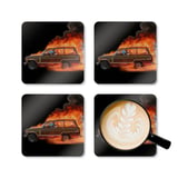 Grand Wagoneer on Fire Corkwood Coaster Set, Cool Car Coasters, Funny Coasters, Skull Decor, Waggy Car Gift, Car Lover Gift for Her thumbnail 5