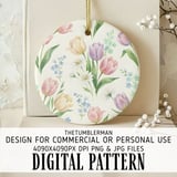 Digital Floral Pattern, Digital Bundle, Watercolor Flowers, Tulip, Daisy, Forget Me Not, Spring Flowers, Seamless Pattern, Commercial Use thumbnail 3