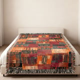 Modern Abstract Art Velveteen Blanket, Geometric Woven Throw Pillow, Red Orange Eclectic Decor, Contemporary Home Art Statement thumbnail 12