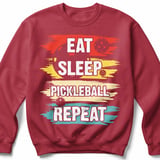 Pickleball Gildan Crewneck Sweatshirt, Eat Sleep Pickleball Repeat, Court Warm Up thumbnail 5