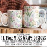 Digital Floral Pattern, Digital Bundle, Watercolor Flowers, Tulip, Daisy, Forget Me Not, Spring Flowers, Seamless Pattern, Commercial Use thumbnail 4