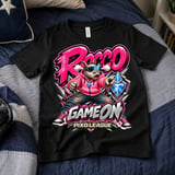 Rocco Rhino Game On Youth Gaming T-Shirt, Boys Girls Gamer Tee, Pink Streetwear Graphic Shirt, Pixo League thumbnail 2
