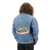 Grand Wagoneer Beach Denim Jacket, The Waggy Art, Surfing Vibes, Tropical Palm thumbnail 1