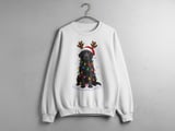 Black Labrador Retriever Christmas Dog Reindeer Antlers Santa Hat Holiday Lights Graphic Standard T-Shirts thumbnail 7