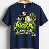 Panda Gaming T-Shirt for Kids, Nova Game On Youth Gamer Tee, Neon Green Panda Graphic Shirt, Pixo League thumbnail 3