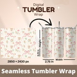 Digital Floral Pattern, Seamless Watercolor Teacup and Macarons, Pink Bows, Flower Illustration, Digital Bundle Pattern for Commercial Use thumbnail 9