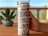 Bloom Where Planted Tumbler Wrap PNG | Vintage Collage Design Sublimation Digital Download | Shabby Chic Quote Pressed Flower Craft thumbnail 4