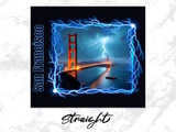 San Francisco 20oz Tumbler Wrap, Golden Gate Bridge, Lightning Storm Design, Full Wrap Seamless Tumbler, Unique Gift, San Francisco Souvenir thumbnail 4