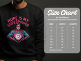 Cancer fighting t-shirt, Hope is My Superpower, Hero Heart Tee, Graphic Novel Style, Positive Message Shirt, Inspirational Clothing thumbnail 2