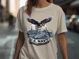 US Navy Eagle Anchor T-Shirt, Patriotic Military Veteran Gift, Naval Ships Honor Courage Commitment Apparel Tee thumbnail 2