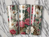 Floral Leopard 20oz Tumbler Wrap, Skinny Tumbler PNG, Seamless Design, Digital Download, Tumbler Sublimation, Trendy Tumbler Wrap thumbnail 2