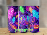 Personalized Halloween Tumbler, Spooky Ghosts Tumbler, Name Tumbler, Candy Corn, Halloween Party, Halloween Gift, Custom Tumbler thumbnail 3