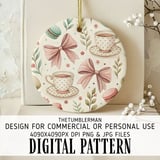 Digital Pattern, Digital Bundle, Macarons, Tea Cup, Floral, Bows, Seamless Pattern, Digital Paper, Commercial Use, Personal Use thumbnail 3