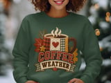 Coffee Weather Sweatshirt, Cozy Fall Coffee Lover Hoodie, Rustic Quilted Patchwork Print Autumn Aesthetic Crewneck, Cute Fall Tote Bag thumbnail 17