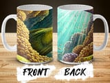 Deep Sea Sublimation Wrap Digital Design, Ocean Mug PNG 11oz 15oz, Exotic Marine Life Art, Nature Lover Gift thumbnail 9