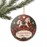 Baby First Christmas Ornament, Custom Rocking Horse Keepsake, Personalized Vintage Holiday Ornament, Heirloom Baby Shower Gift thumbnail 7