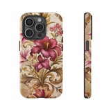 Floral iPhone Case: Vintage Style, Baroque Design, Burgundy Flowers, Ornate thumbnail 3