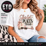 Shes Got Places To Go PNG Girls Trip Vacation Sublimation Design, Glam Jetsetter Travel Luggage Clipart, Pink Gold Boho Travel PNG thumbnail 2