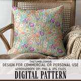 Digital Floral Pattern Bundle, Spring Flower Seamless Design, Tulip Daisy Digital Paper, Watercolor Style Fabric Design, Commercial Use thumbnail 5