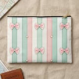 Coquette Bow Pastel Striped Backpack, Cute Pink Bows Spiral Notebook, Romantic Aesthetic Accessory Pouch, Kawaii Girl Gift thumbnail 4
