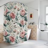 Blushing Peony Watercolor Shower Curtain thumbnail 2