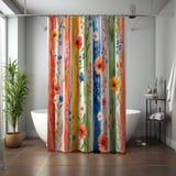 Painterly Meadow Stripe Shower Curtain thumbnail 7