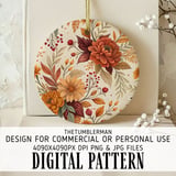 Fall Floral Tumbler Design, Digital Download, Autumn Flowers PNG, Watercolor Flower Backgrounds, Scrapbooking Paper, Junk Journal Pages thumbnail 3