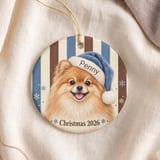 Pomeranian Christmas Ornament 2026, Dog Mom Gift, Cute Fluffy Puppy Blue Santa Hat Xmas Tree Keepsake, Holiday Gift for Dog Lover thumbnail 5