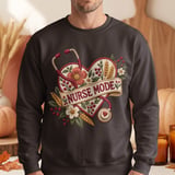 Nurse Mode Sweatshirt, Faux Embroidery Nurse Hoodie, Floral Stethoscope Tote Bag, Nursing Student Gift, Cottagecore Nurse Life Apparel thumbnail 7