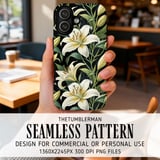 Lily Flower Tumbler Design, Digital Paper, Watercolor Floral Background, Junk Journal, Printable Png, Scrapbooking Paper, Digital Art thumbnail 6
