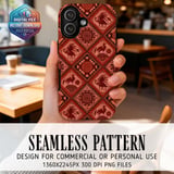 Terracotta Folk Pattern Digital Wallpaper thumbnail 1