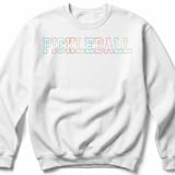 Pickleball Gildan Crewneck Sweatshirt, Retro Pastel Varsity Pickleball Script, Court Warm Up Pullover thumbnail 2